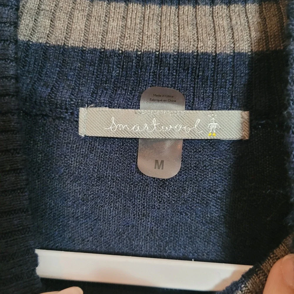 Smartwool Merino Wool Blend 1/4 Zip Sweater Navy Blue Men's Medium Preppy Casual
